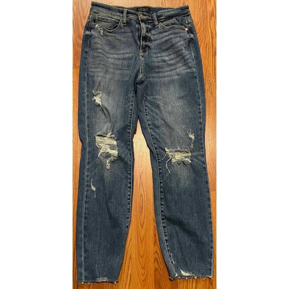 Judy Blue JB82306 MD Relaxed Fit Jeans Women’s 7/28 Distressed Y2K